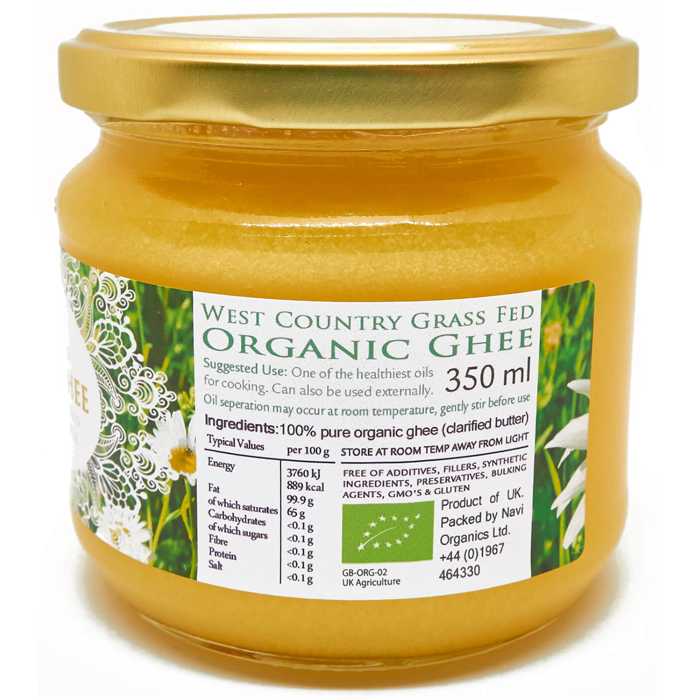 Organic English Ghee (Pasture Fed) 350ml - Na'vi Organics