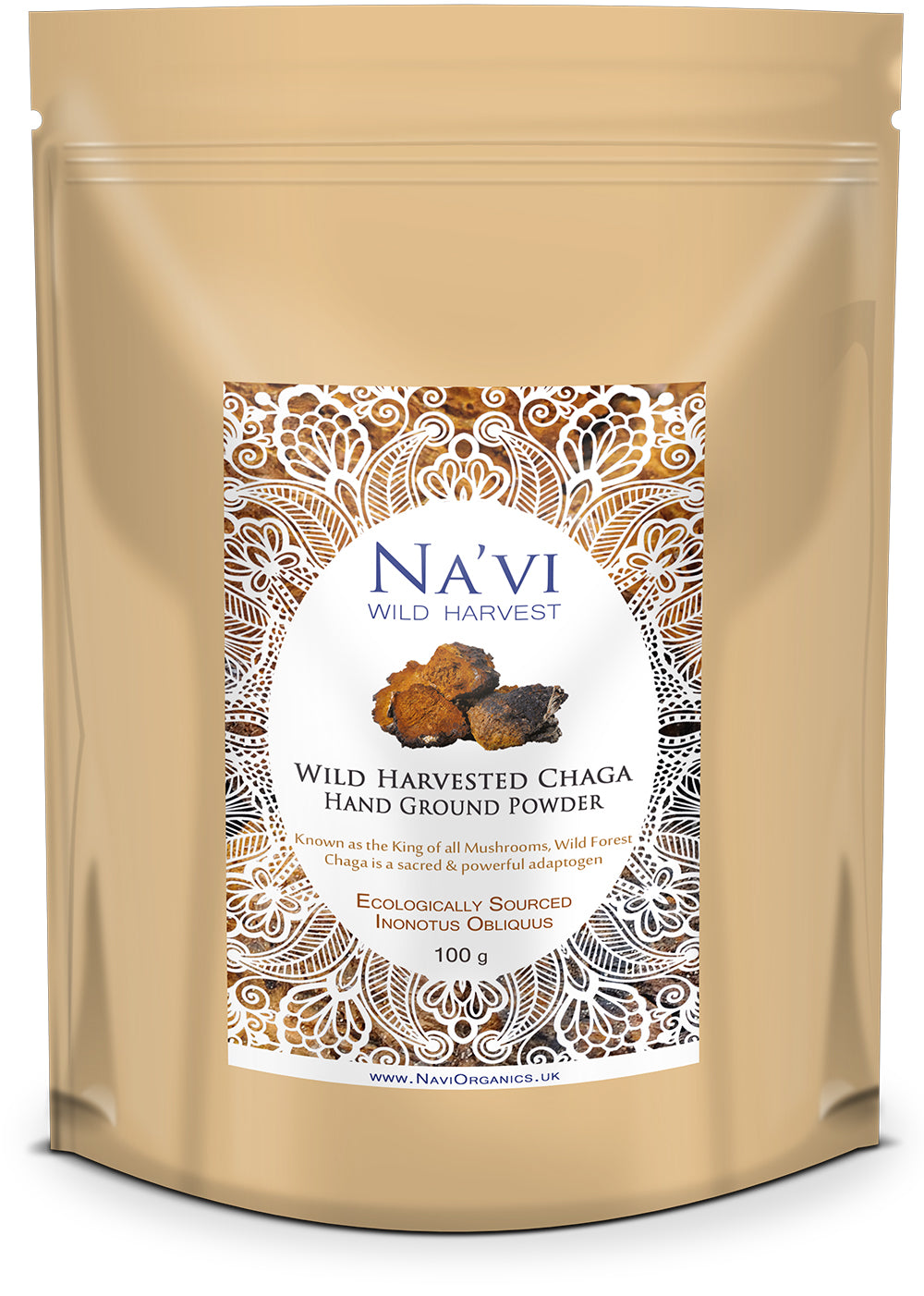 Resealable pouch of Wild Harvested Russian Chaga -  tonic herb powder