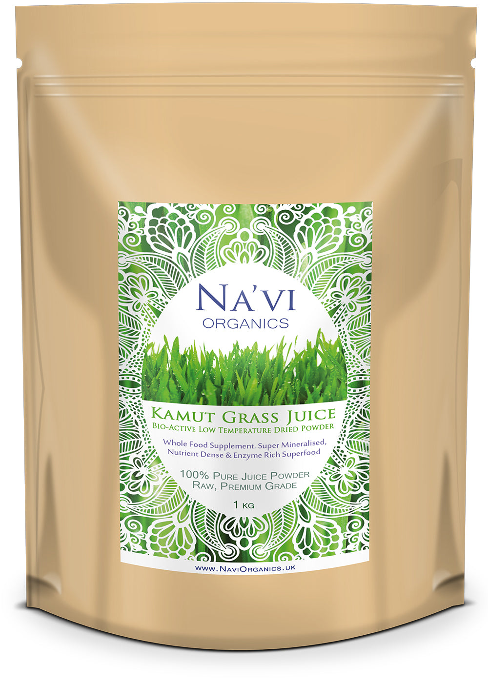 1kg resealable pouch of Kamut Wheatgrass