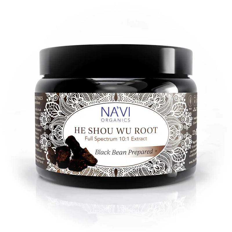 Na'vi Organics he shou wu full spectrum extract powder in glass jar