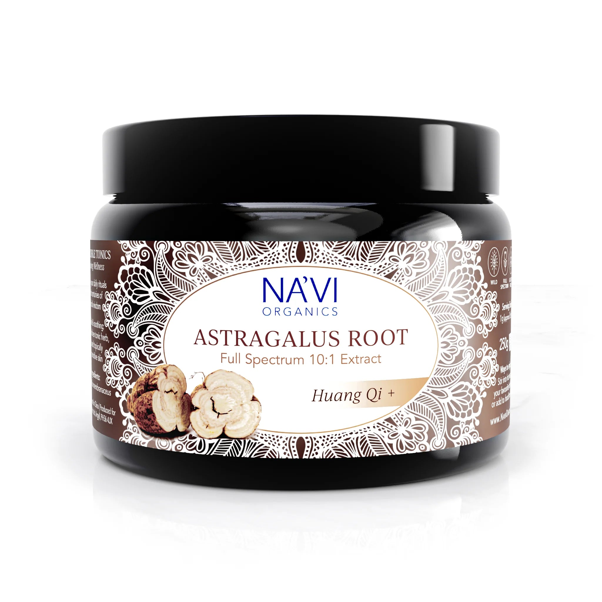 Astragalus root extract powder, front of pack - Na'vi Organics