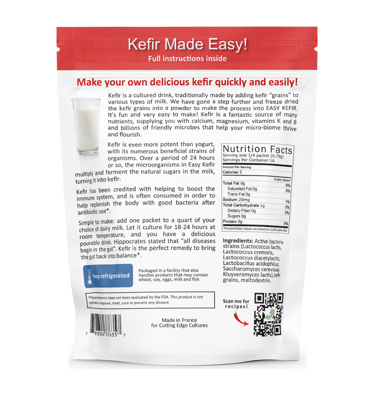 Easy Kefir Starter - Cutting Edge Cultures - Na'vi Organics