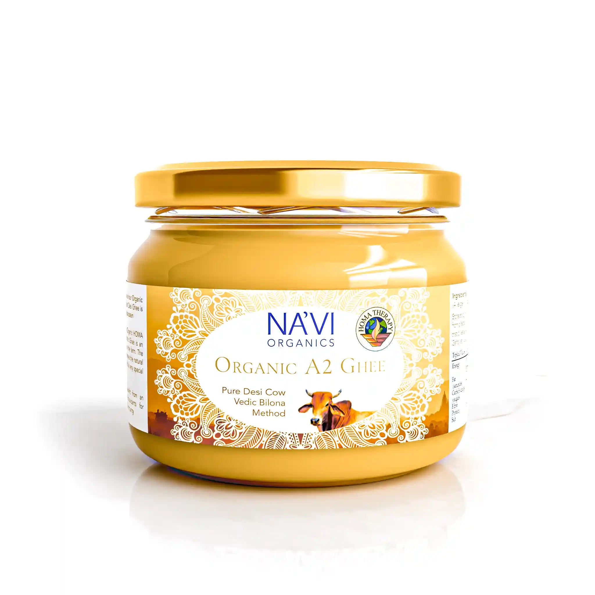 A2 Desi Gir Cow Cultured Ghee - Vedic Bilona HOMA Organic Farmed - 300ml - Na'vi Organics