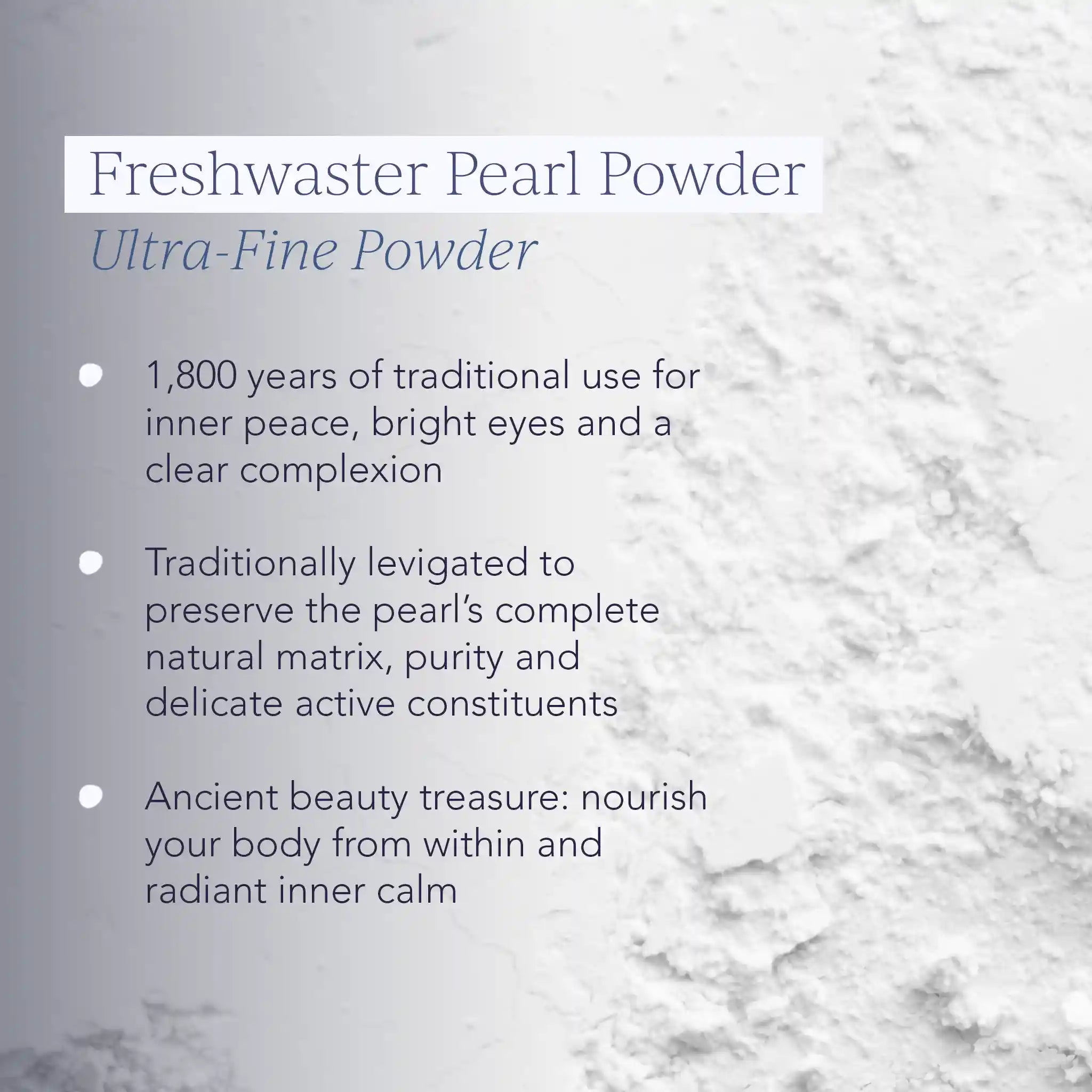 Levigated pearl powder, traditionally used in TCM as a Shen tonic for restful sleep
