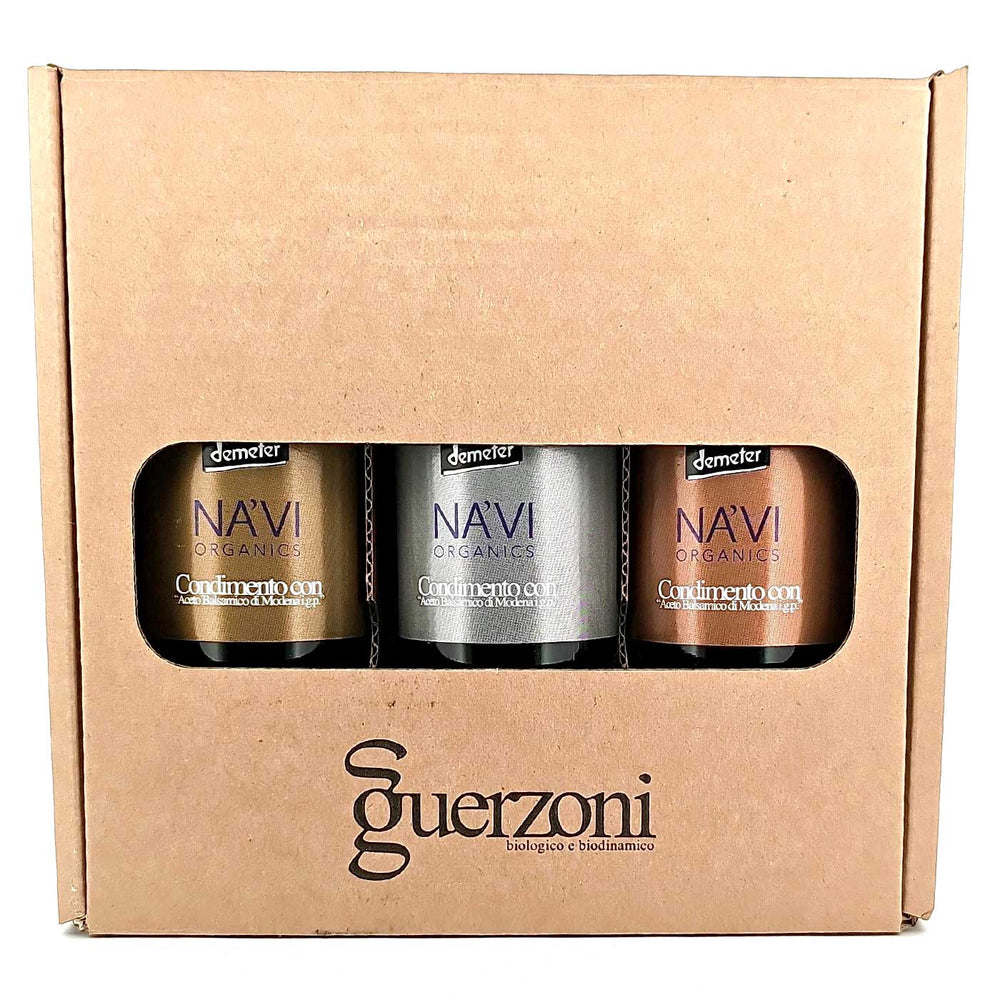 Podium Selection Balsamic Vinegar of Modena Gift Box - Organic and Biodynamic Certified - 3 x 100ml Bottles - Na'vi Organics