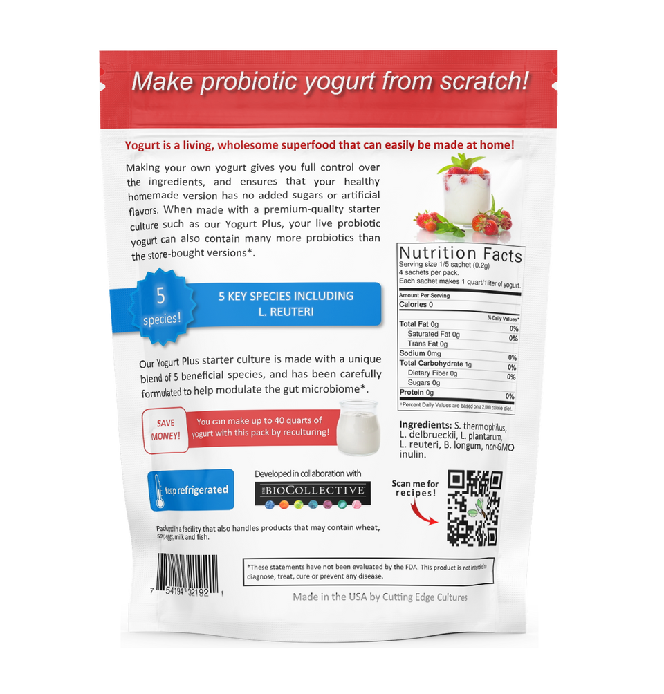Yogurt Plus Starter - Cutting Edge Cultures - Na'vi Organics
