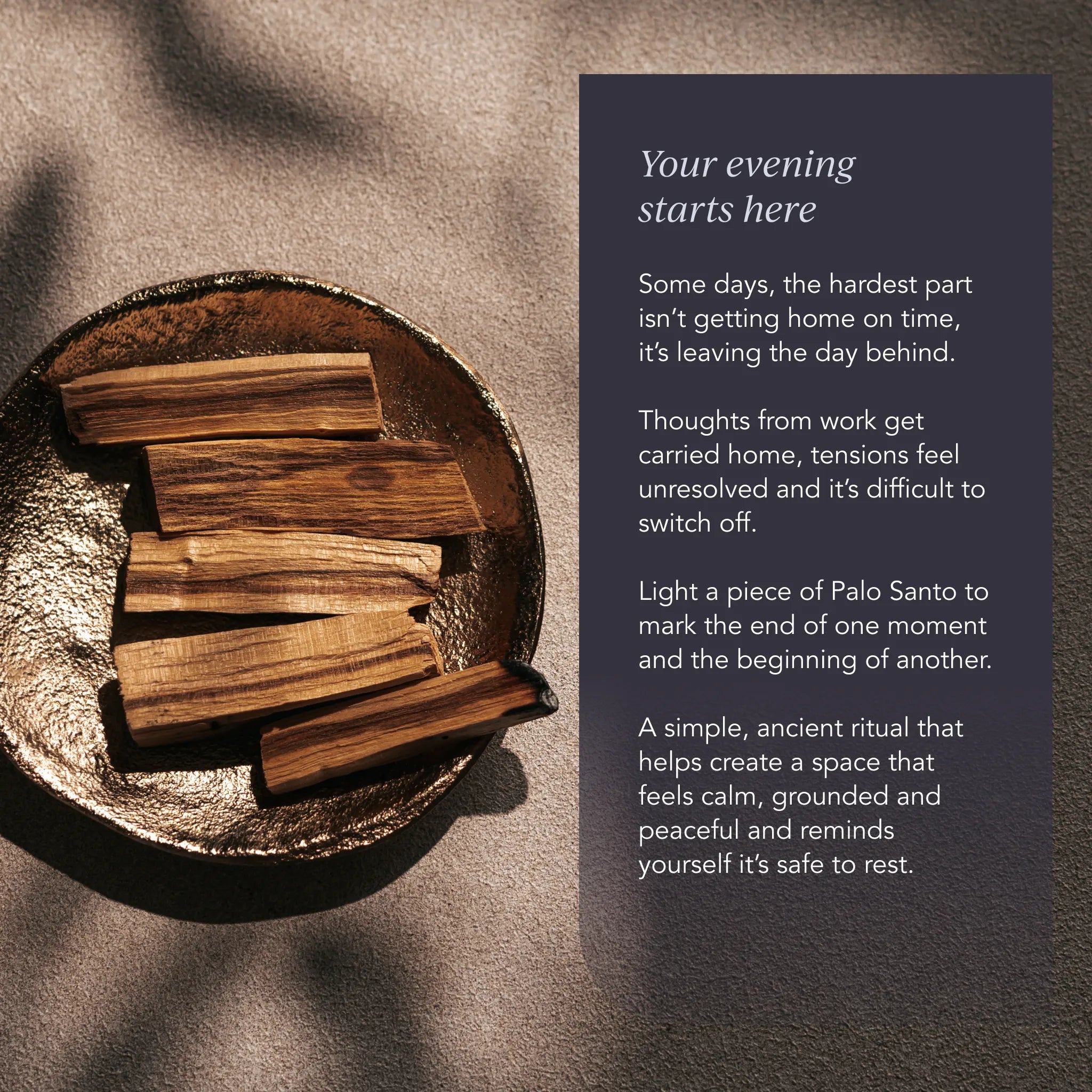 Mediation and relaxation with palo santo