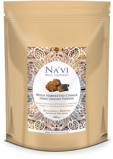 Resealable pouch of Wild Harvested Russian Chaga -  tonic herb powder